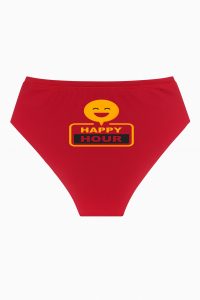 Kadın Kırmızı Yüksek Bel Sloganlı Slip Külot Sevgiliye Özel