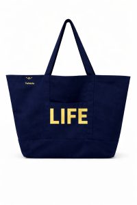 Kanvas Altın Slogan Baskılı Spor & Yoga Çantası – Geniş Hacimli, Dayanıklı, Günlük Fitness Çantası