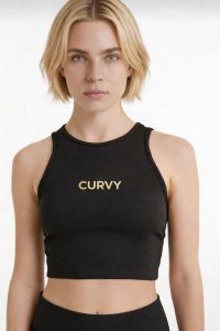 Gold Baskılı Siyah Sporcu Büstiyeri – Fitness & Yoga Crop Top