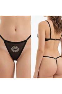 Taş Detaylı Transparan Tanga Külot – Şık & Feminen İç Giyim