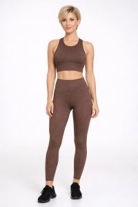 Kadın Yüksek Bel Toparlayıcı Tayt Takım Esnek Polyamid Spor Tayt & Crop Set Fitness Yoga Günlük